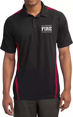 Volunteer Firefighter Chest Print Colorblock Polo Shirt • $26.99
