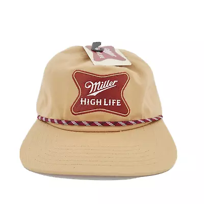 Miller High Life Trucker Rope Vintage Style Snapback Baseball Hat Tan Brown NEW • $24.92