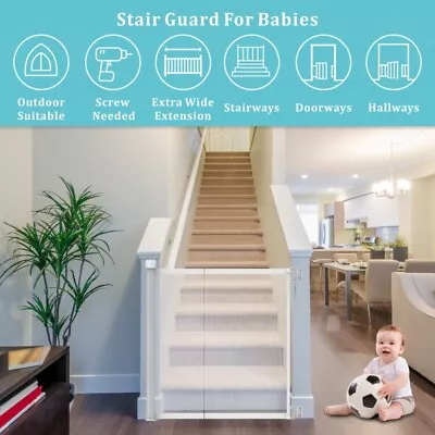 180CM Retractable Baby Safe Gate Mesh Security Barrier Door Stair Fence Guard AU • $48.98