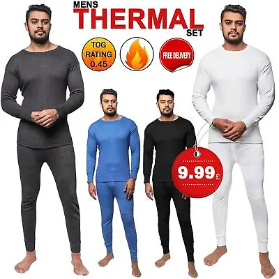 Mens Thermal Long Johns Set Top & Bottoms Full Sleeve Tshirt Trouser Underwear  • £3.25