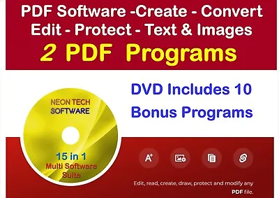 PDF Editor Software Edit - Create - Convert – OCR -Text Images - Unlimited PC’s • £4.85