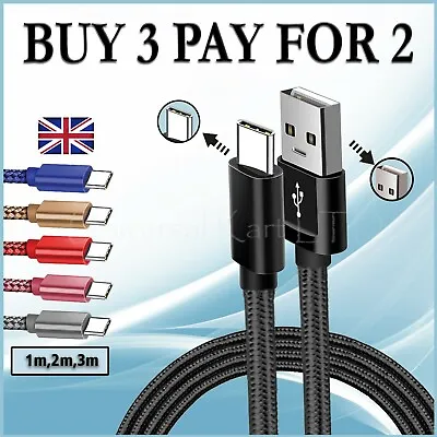 Charger For Samsung S8 S9 S10+ S20 S20+ Type C USB Charging Data Cable/lead • £2.99