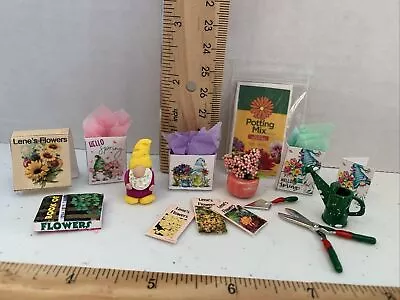 Dollhouse Miniature 1:12 Handmade Garden Gnome Lot Floral Seeds Bags • $6.99