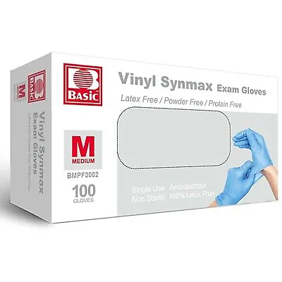 Basic Medical Synmax Vinyl Exam Gloves - Latex & Powder Free Size S/M/L/XL • $14.99