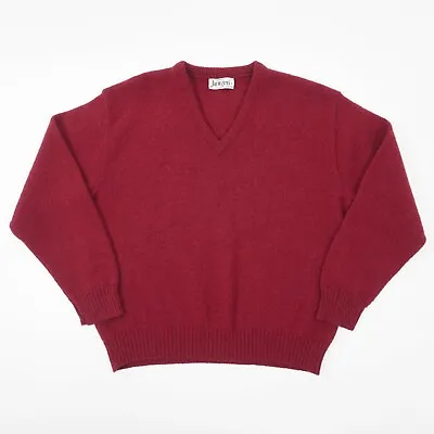 Vintage Jantzen V-Neck Acrylic Sweater Mens XL Maroon Red Knit Made In USA • $17.88