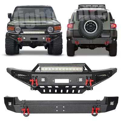 Front/Rear Bumper W/Winch Plate&LED Lights For 2007-2014 Toyota FJ Cruiser • $493.99