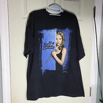 VTG Buffy The Vampire Slayer And Angel TV Show Promo Tee Shirt Sz XL Black 1998 • $189.95