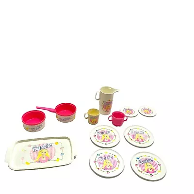 $25.75 • Buy Vintage 90s Lot Plastic Child Kitchen Play Pots Pans Dishes Barbie 12 Piece USA