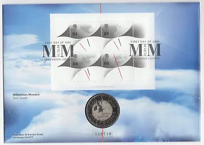1999 Millennium Moment Five Pounds Coin Cover • £10.05