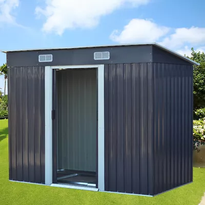 4x6FT Metal Garden Shed & Base Outdoor Storage Tool House Organizer Bike Cabin  • £205.95