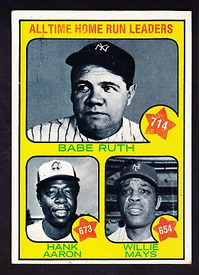 1973 Topps #1 Hank Aaron/babe Ruth/willie Mays • $35