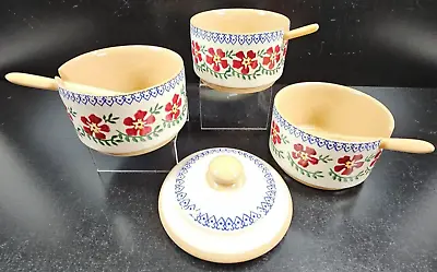 7 Pc Nicolas Mosse Old Rose Stackable Dipping Bowls Lid Spoon Set Irish Pottery • $199.87