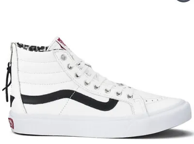 Vans  SK8-Hi High Top Sneakers White & Black Leather Snow Leopard Men 5.5 W 7 • $22