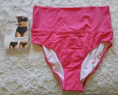 £3.99 • Buy SIZE 16 Bikini Bottoms Full Briefs Fold Over Waistband SARESS Hot Pink (XL)