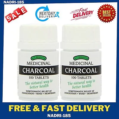 J.L Bragg's Charcoal Tablets 100 - Pack Of 2 Free And Fastest Delivery Across UK • £8.99