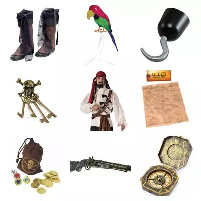 £5.50 • Buy Pirate Fancy Dress 30+ Accessories Patch Parrot Hat Gun Sword Hook Map Coins