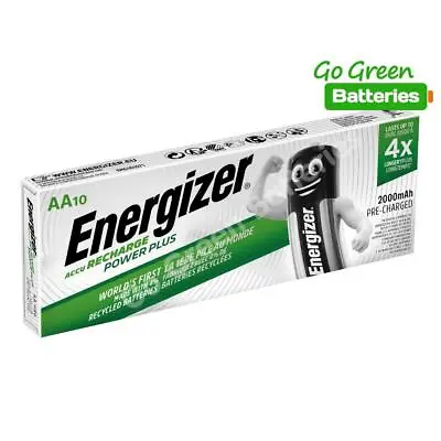 10 X Energizer AA 2000 MAh Rechargeable Power Plus Batteries NiMH HR6 MN1500 RTU • £14.99