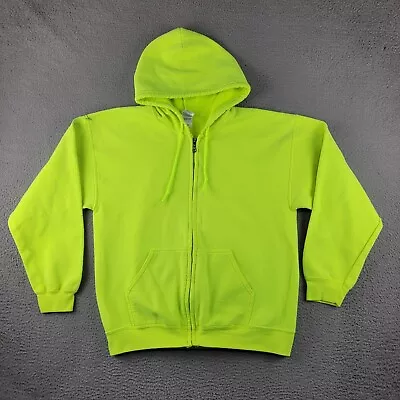 High Visibility Hoodie Mens Large Green Chore Full Zip Workwear Sweatshirt • $25