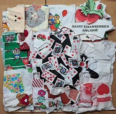 Large Appliques Lot VTG Strawberries Cartoon Characters Hearts Playing Cards • $13.80