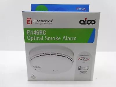 £33 • Buy AICO Ei146RC MAINS OPTICAL SMOKE ALARM DETECTOR BATTERY BACK UP C/W BASE