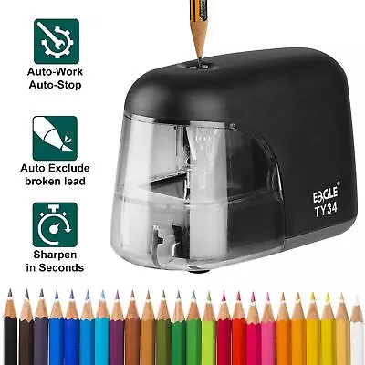 Best Heavy Duty Electric Pencil Sharpener Helical Blade No.2 Home School • $14.99