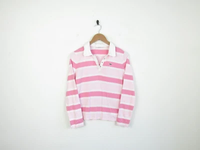 £21.99 • Buy Womens Lacoste Pink Striped Long Sleeve Polo Shirt Casual Top Size 42 / Large