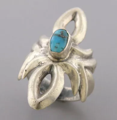 Vintage Southwestern Sterling Silver Turquoise Ring Size 6 • $192.80