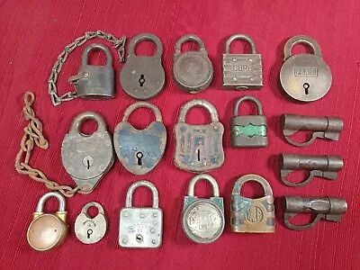 Lot 17 Vintage Antique Padlocks Locks Duro Fraim Yale. Bell Master Romer Co • $99.99