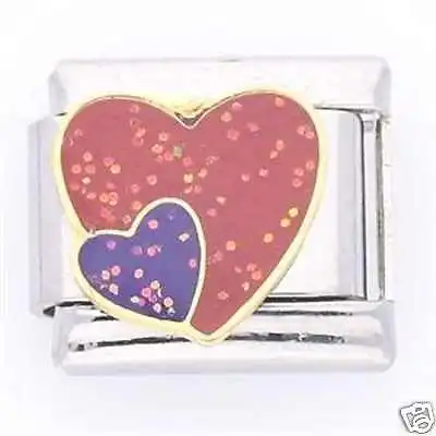 Daisy Charm DOUBLE HEARTS Love - Compatible With Italian Modular Charm Bracelets • £4.51