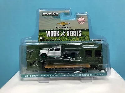 $68.95 • Buy Greenlight 18’ White Chevy Silverado 3500 Dually Green Rims/Gooseneck Trailer