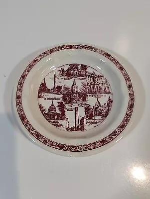 Vintage Vernon Kilns Maryland USA Souvenir Ashtray Red & White 5.5  Round  • $14.90