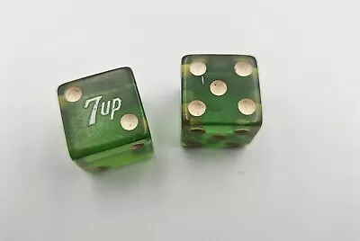 Vintage 5/8” Bakelite Green 7-Up Soda Pop Promo Pair Dice • $14.99