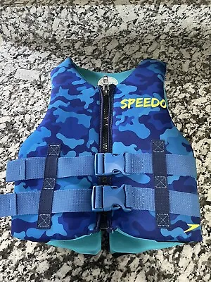 Speedo Youth Blue Camo Life Vest 50 - 90 Lbs. Great Condition • $15.99