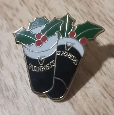 £4.95 • Buy Guinness Christmas Holly Pints Pin Badge Enamel Very Rare B3