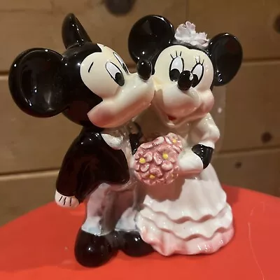 Mickey And Minnie Wedding Bride And Groom Disney Vintage Ceramic Figurine • $15