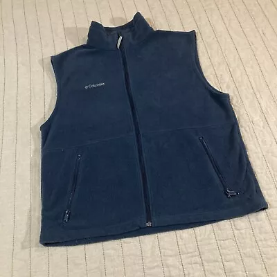 Columbia Fleece Jacket Vest Full Zip With Zip Pockets Blue Size Large Mens 40429 • $19.99