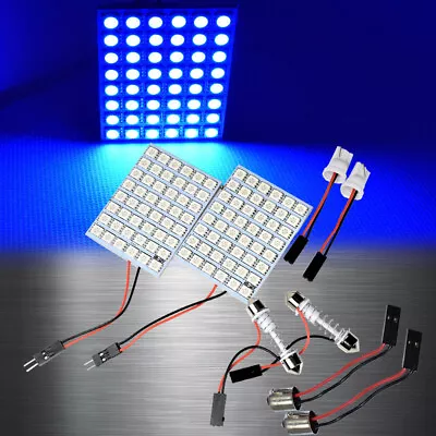 Blue 48 LED Lamp Dome Roof Light Panel T10 Festoon BA9S Adapter W1 S T JP • $26.80