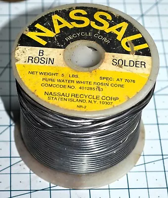 Nassau Western Electric Solder Pure Water White B Rosin Core AT 7076 4 Lbs 10oz • $99.99