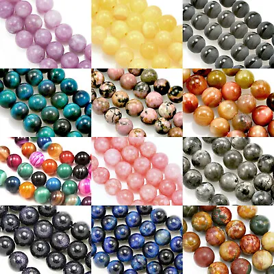 £7.49 • Buy 8mm Round Semi-precious Gemstone Beads For Jewellery Making 48 Pcs 