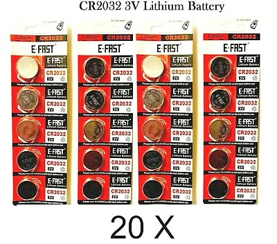 20 X CR2032 BR2032 DL2032 Branded 3V LITHIUM Coin Cell Button Batteries 20 Cells • £3.99