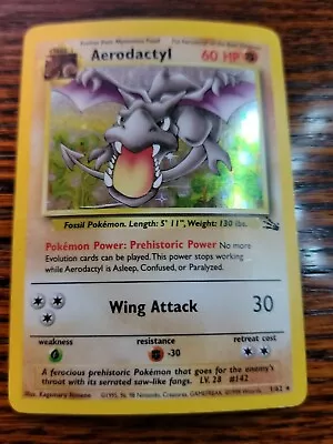 Pokemon Card Fossil Aerodactyl 1/62 Rare PL Holofoil 1999 WOTC • $9.99