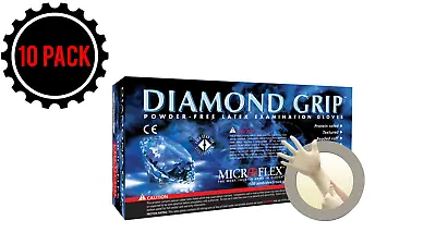 Microflex Diamond Grip Latex Gloves LARGE Case 10 BOXES MF300L Qty 1000  • $119.99