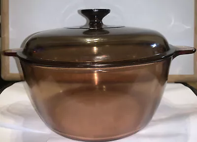 Pyrex Vision Corning Ware Amber 4.5L Dutch Oven Stock Pot With Lid 4.5 Liter • $45.99