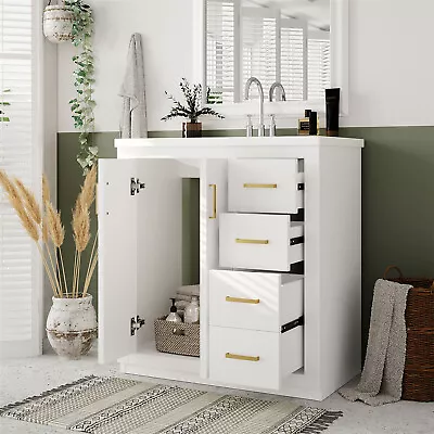 30'' Bathroom Vanity With Sink Freestanding Bathroom Vanity Cabinet W/3 Drawers • $199.49