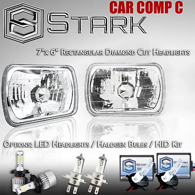 H6054 H6052 H6014 Head Light Glass Housing Lamp Diamond Cut Chrome - 7x6 (B) • $71.64