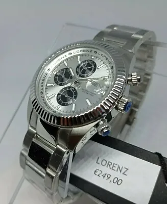 $150.66 • Buy LORENZ Men's Watch, Chrono, Silver, Case Steel 1 1/2in, Bracelet, 100Mt, Chrono