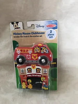 Disney Mickey Mouse Clubhouse Wooden Fire Truck & Fire Station 2 Piece Set NEW • $19.95