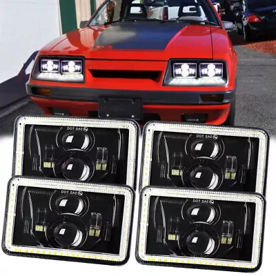 4pcs Fit Ford Mustang 1979-1986 DOT 4x6  LED Headlights Hi/Lo Sealed White DRL • $83.98