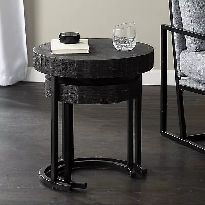 Set Of 2 Highio Nesting Side Tables Blackwash/Black - Aiden Lane • $117.99