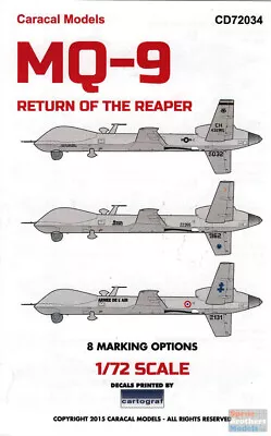 CARCD72034 1:72 Caracal Models Decals - MQ-9 Reaper 'Return Of The Reaper' • $14.89